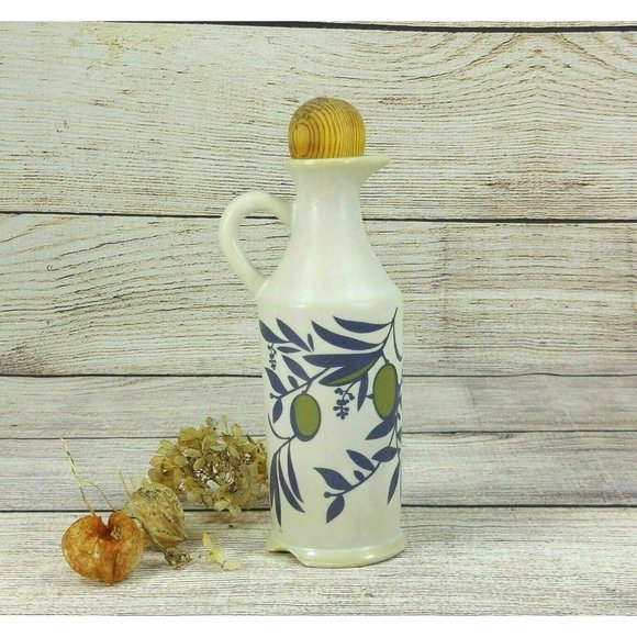 Olive Oil Dispenser Bottle Ceramic Handmade Painted Home Kitchen Decoration - Picture 9 of 10